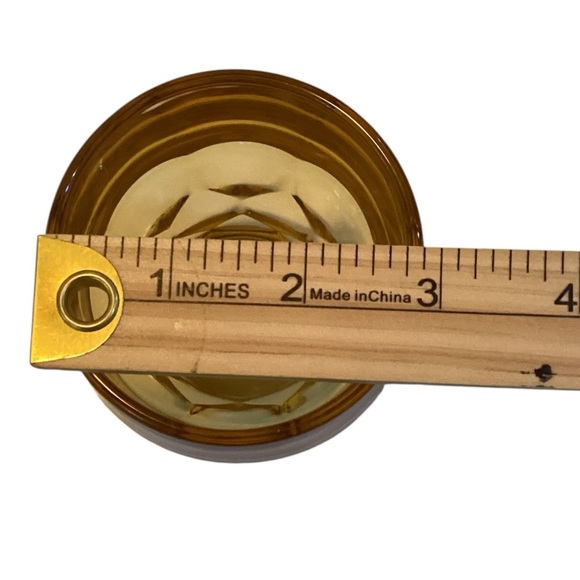 Vintage Amber Glass Georgian Honeycomb 4” Glasses Tumblers  MCM Juice Set Of 6 - Picture 4 of 8